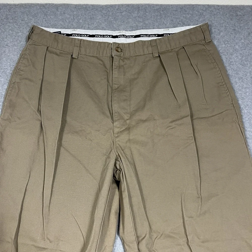 Polo Ralph Lauren Pants Mens 38x32 (Fit 36x31) Beige Chino Golf Pleated Straight